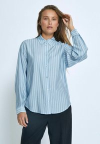 Button-down blouse - s allure blue stripe