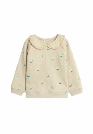 EMBROIDERED COLLAR - REGULAR FIT - Stickad tröja - natural