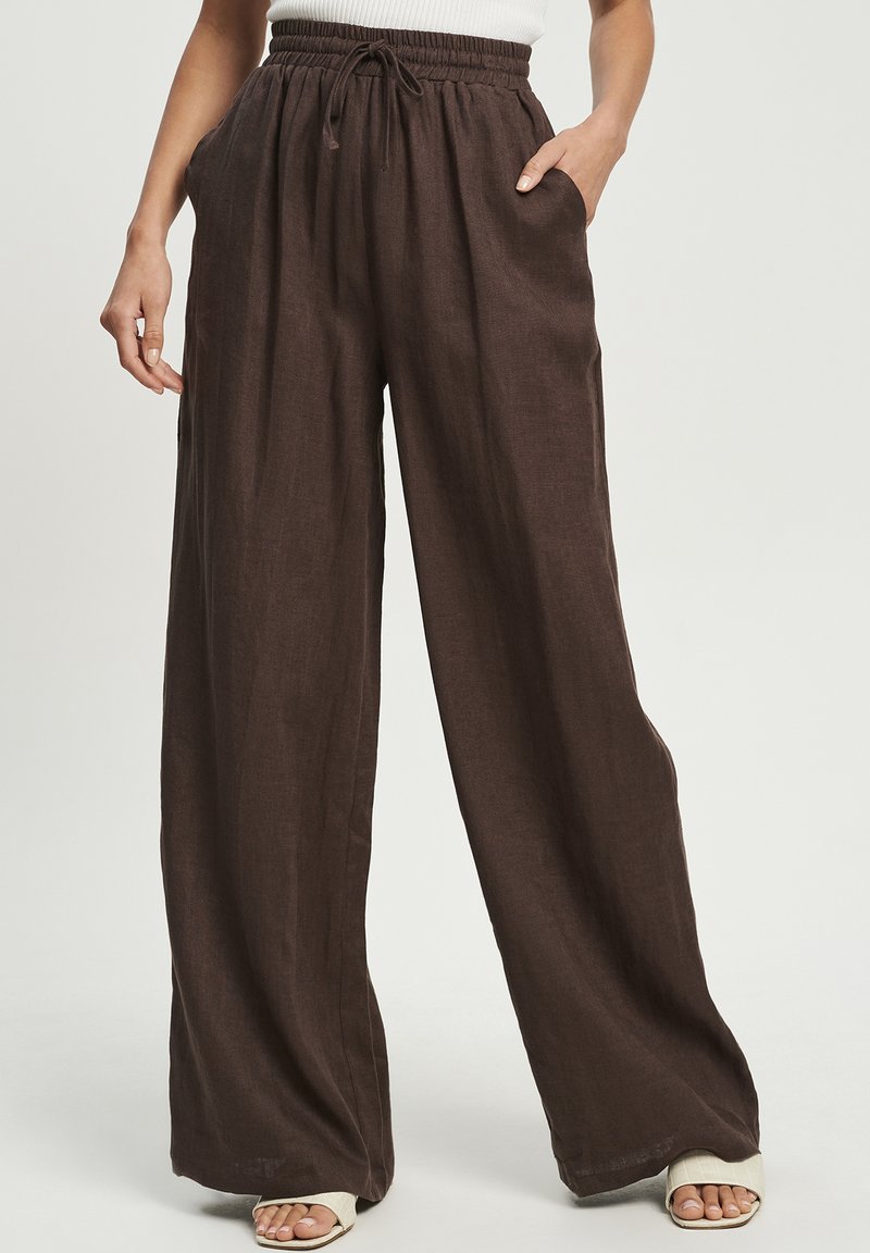 FUTURO FASHION - Pantaloni Jogging Sportivi Donna, Modello In Felpa Con Tasche, Colore Marrone, Taglia 52