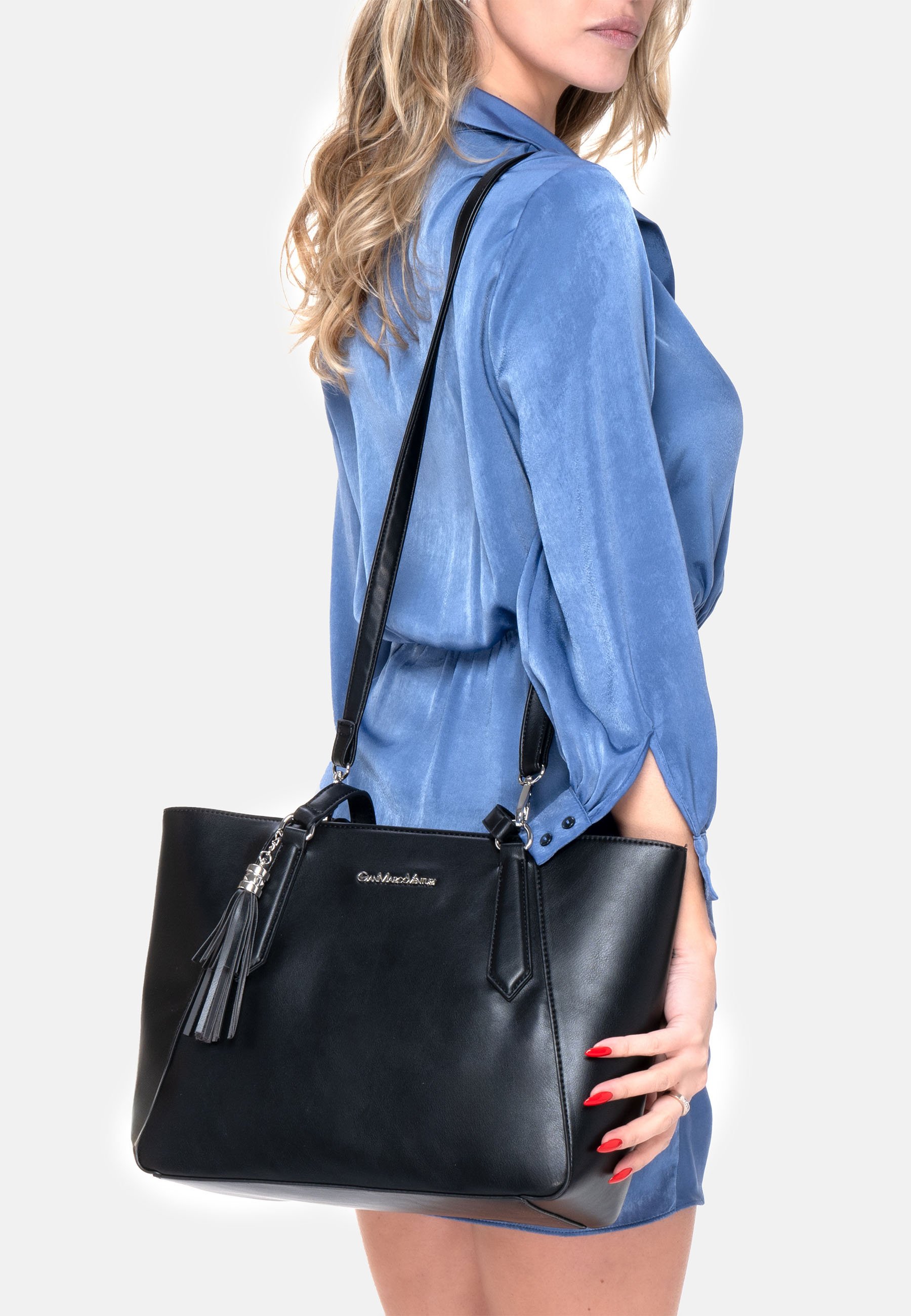 GIAN MARCO VENTURI イタリア製 キルティングボンバーレザー Gian Marco Venturi Handbag - black - Zalando