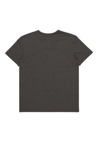 Donkergrijze T-shirt met korte mouwen, gemaakt van zachte, geweven stof. Bevat een simpele ronde hals en heeft geen zichtbare logo's of patronen.