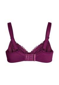 Mauv krūšturis ar regulējamām siksnām, mežģīņu apdari un aizdari ar aci un āķi. Gluda auduma struktūra ar maigu faktūru un bezšuvju aizmugures dizains.