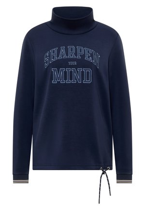 Cecil, LANGARM SHIRT MIT STEHKRAGEN UND WORDING - Langærmet T-shirt - urban dark blue