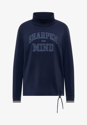 Cecil, LANGARM SHIRT MIT STEHKRAGEN UND WORDING - Langærmet T-shirt - urban dark blue
