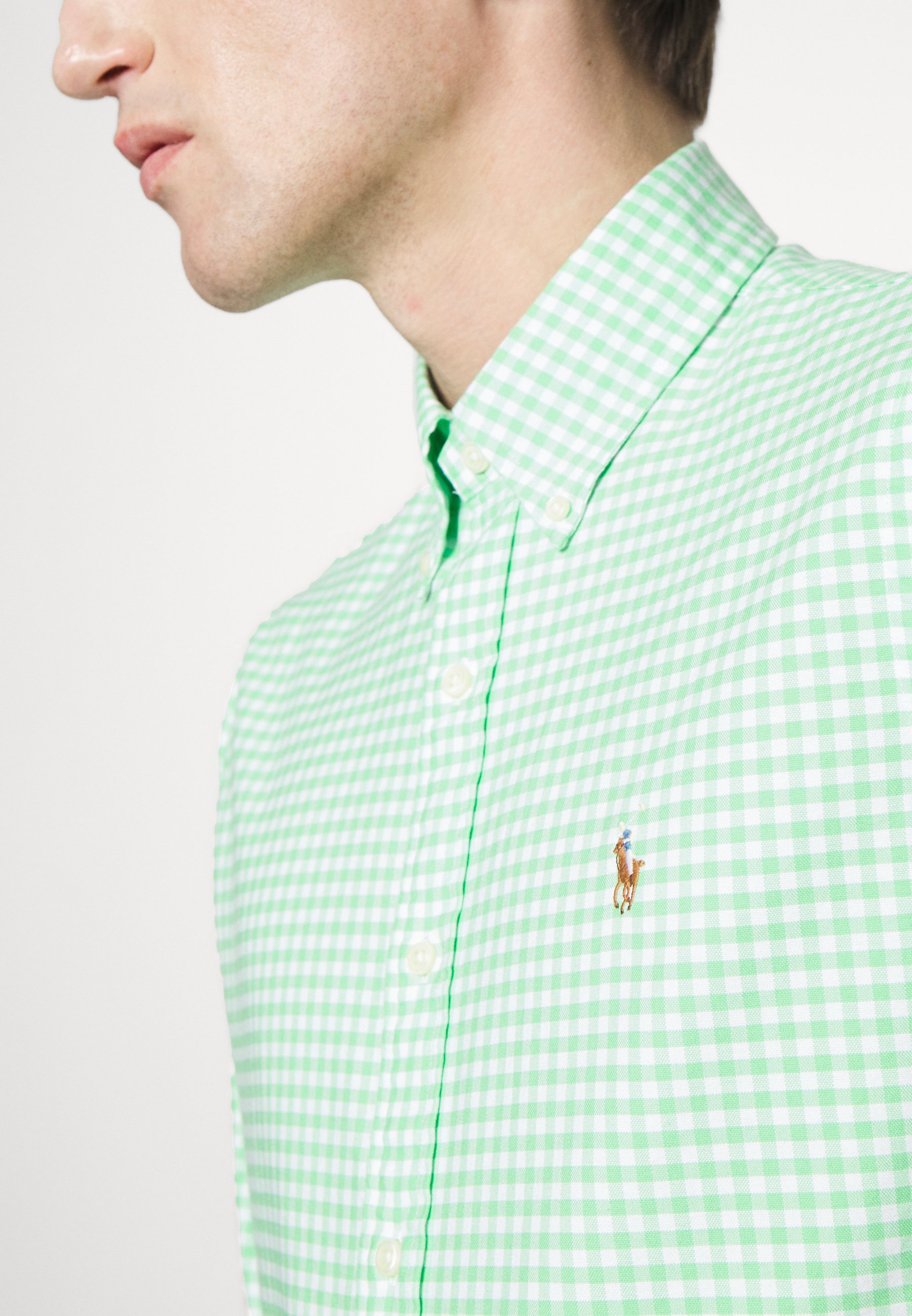 PLAID OXFORD SHIRT - Shirt - lime/white 