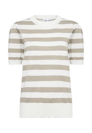 Saint Tropez MILA SS BLOCK STRIPE  - T-shirt con stampa - ice plaza taupe block stripe