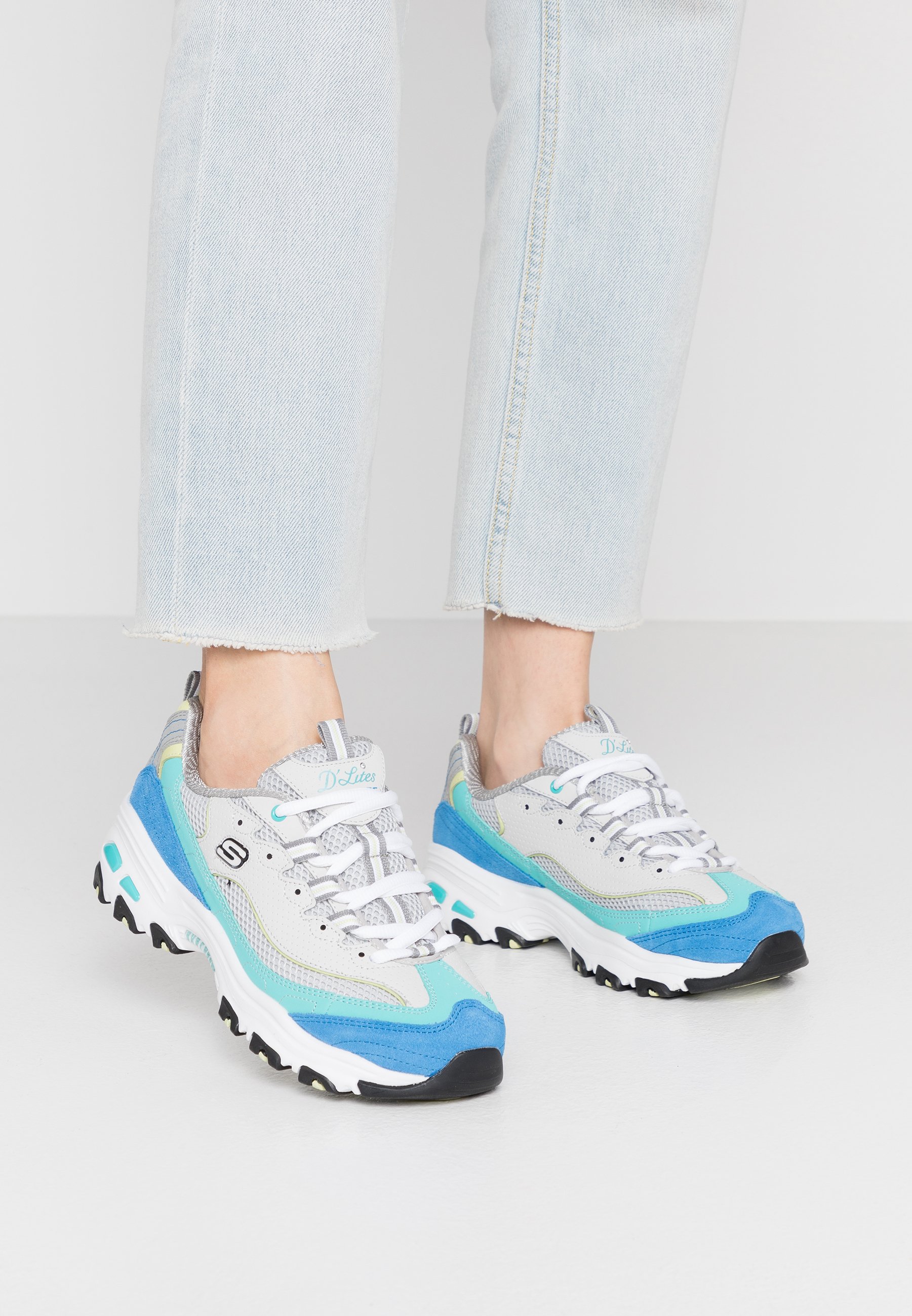 Skechers Sport D'LITES Joggesko grayturquoiseblue Skechers Sport D'LITES Joggesko grayturquoiseblue