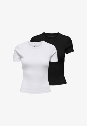 ONLY, 2 PACK - T-shirt basique - weiß schwarz