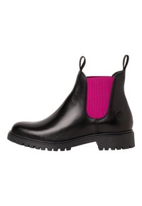 Unselected, blk lea fuxia