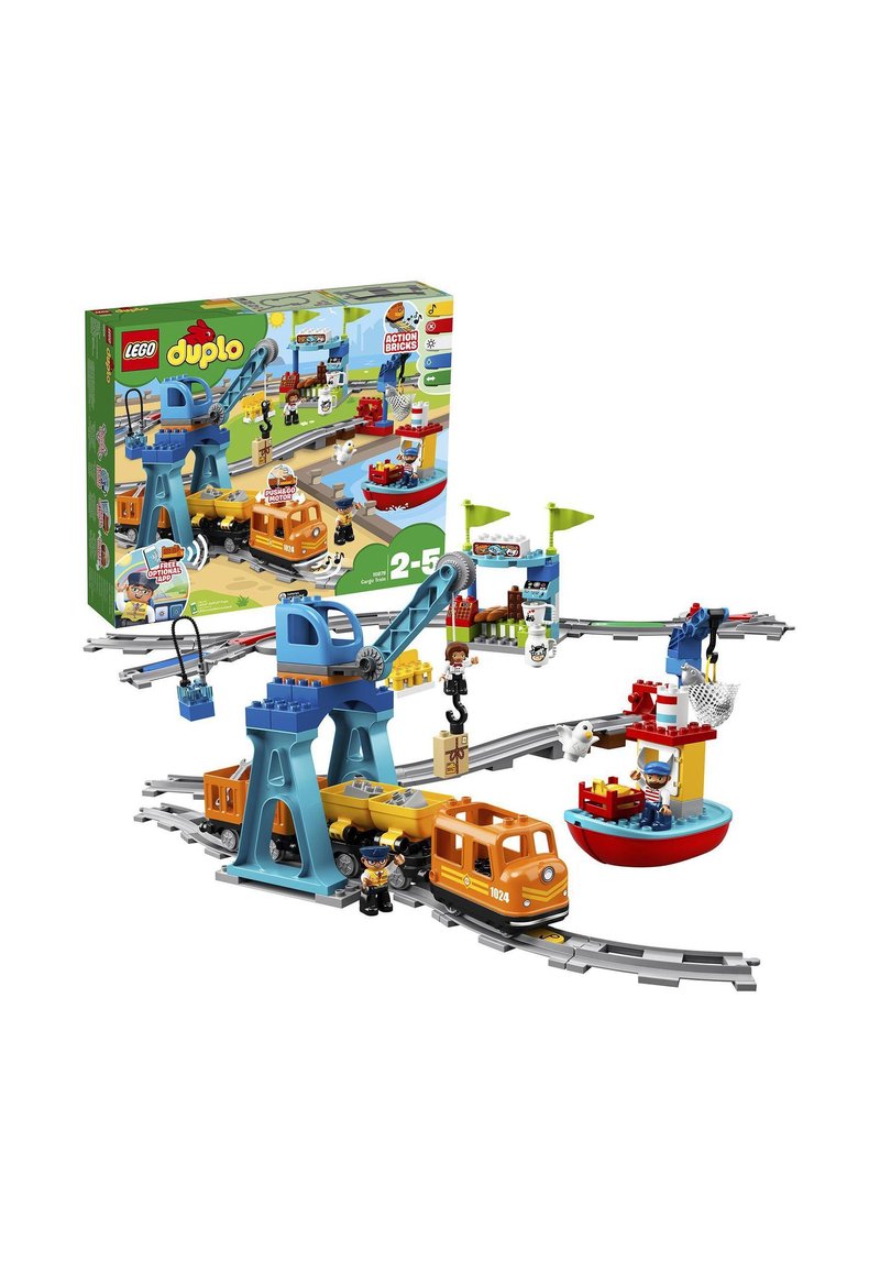 LEGO 10875 DUPLO TOWN CARGO TRAIN WITH 5 ACTION BRICKS, PUSH & GO MOTOR ...