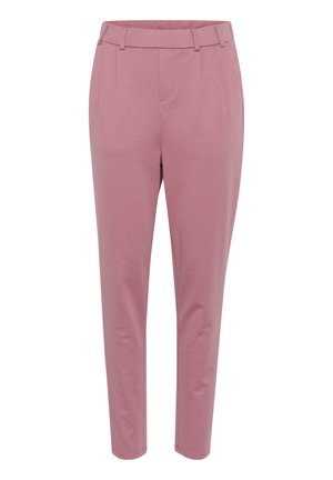 Rosa, avsmalnande byxor med en slät yta, som har en strukturerad midja och subtila veck framtill för extra detalj.