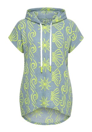 LAURASØN, SEASHELL PRINT HOODED MUSLIN TUNIC BLOUSE - Túnica - sage