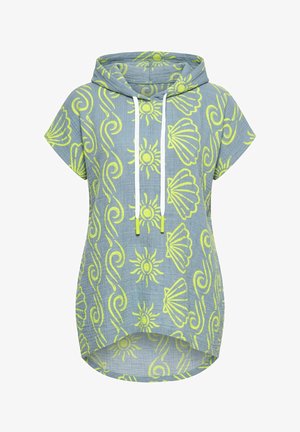 LAURASØN, SEASHELL PRINT HOODED MUSLIN TUNIC BLOUSE - Túnica - sage