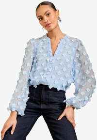 Love & Roses REGULAR FIT - 3D FLORAL V-NECK LONG SLEEVE  - Blus - blue