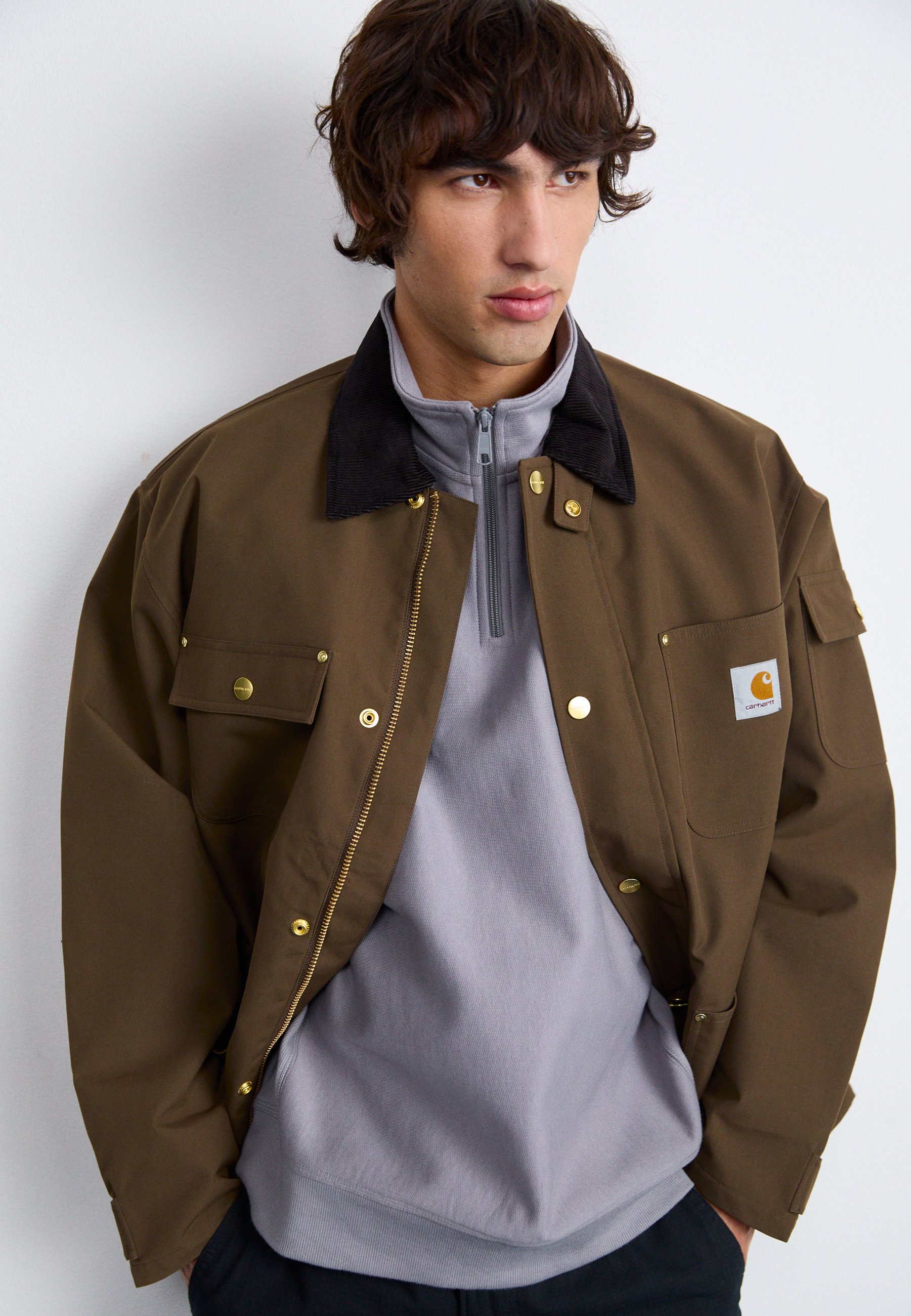 Carhartt WIP HALF ZIP AMERICAN SCRIPT - Sweatshirt - yosemite/grey