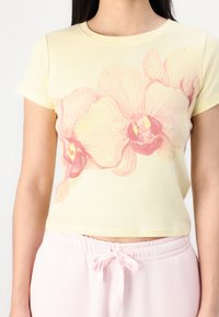 Hollister Co. Floral Graphic Baby Tee - Marškinėliai su spaudiniu - double cream