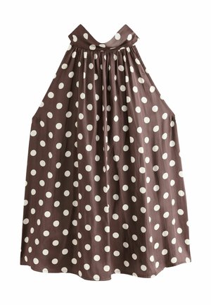 Next REGULAR FIT - GLOSSY  POLKA DOT HALTER - Bluse - brown