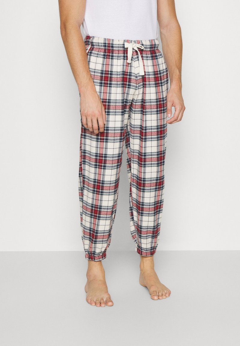 Abercrombie & Fitch FLANNEL SLEEP JOGGER Pyjamasbukse WHITE