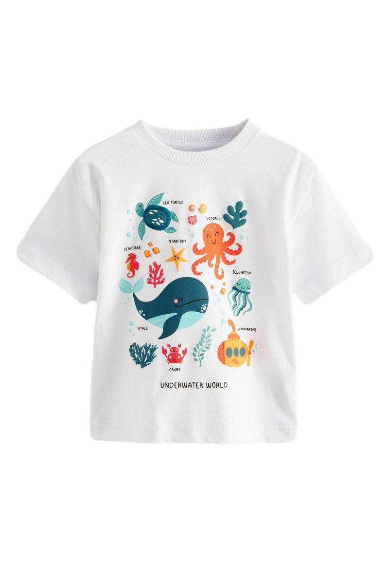 Next SHORT SLEEVE CHARACTER - Triko s potiskem - white sea animals