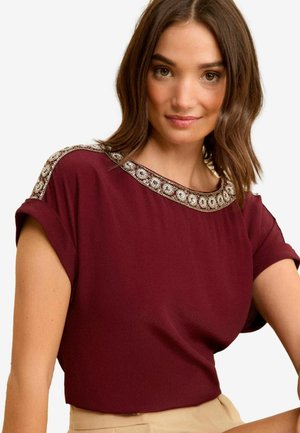 ROLL SLEEVE  - Blouse - embelished burgundy red