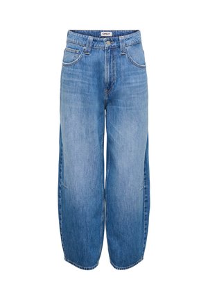 Lyseblå vidbenede jeans i denim med høj talje, fem-lomme design og diskrete syningsdetaljer. Glat tekstur og løs pasform.