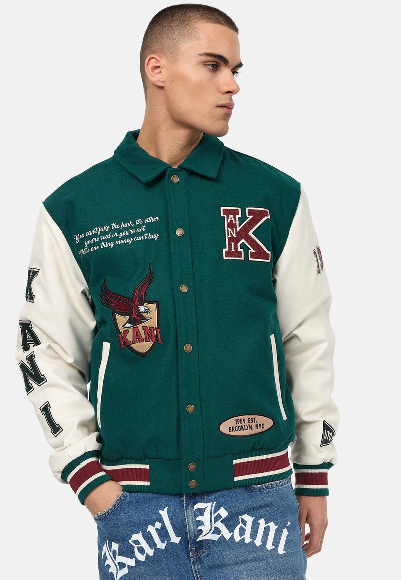 Karl Kani Retro Patch Block College Jacket Bomber Jacket Greendark