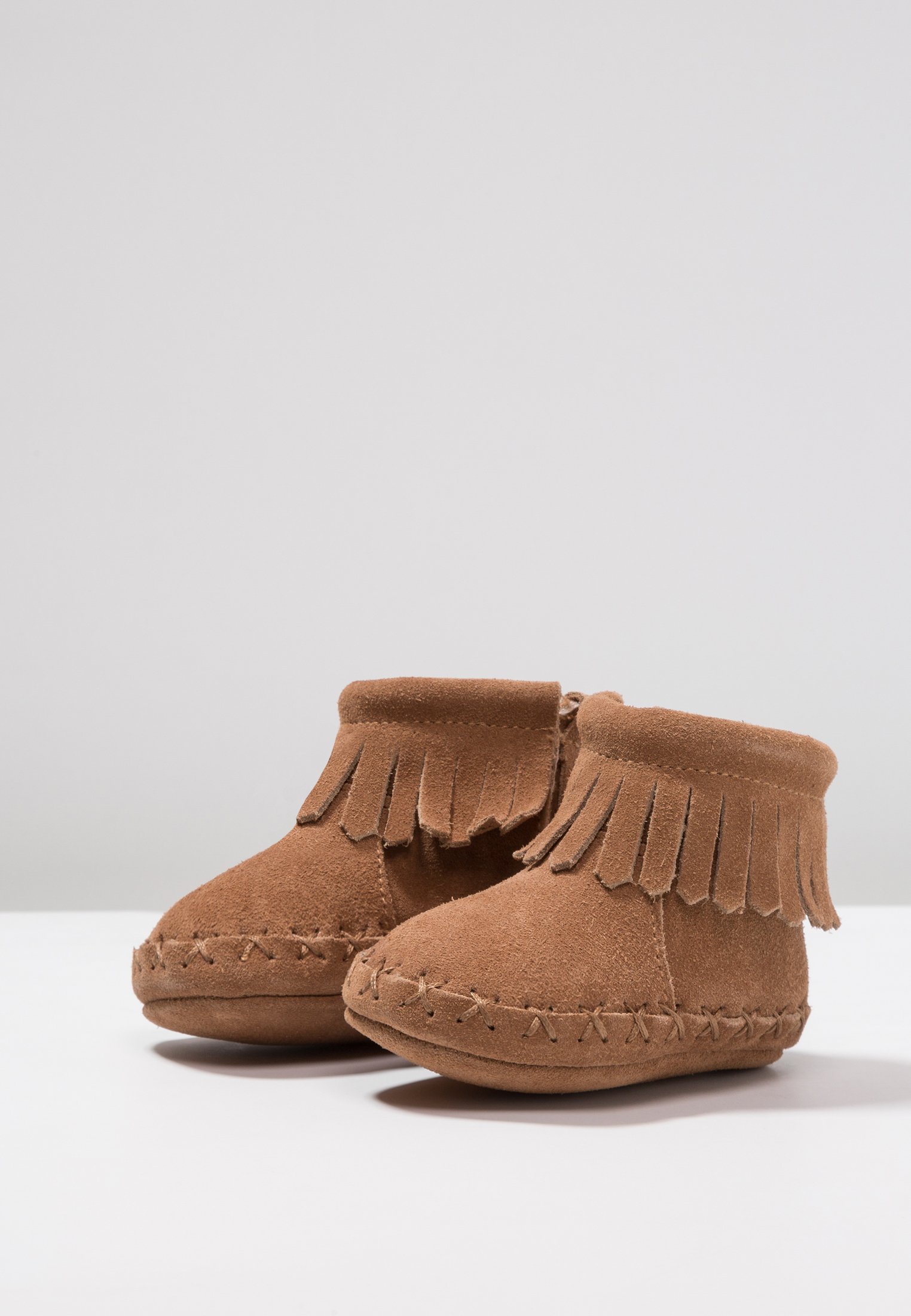 chausson cuir bébé rose et chocolat