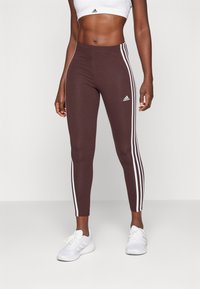 adidas Sportswear - ESSENTIALS 3 STRIPES HIGH WAISTED - Leggings - shadow brown Thumbnail Image 1