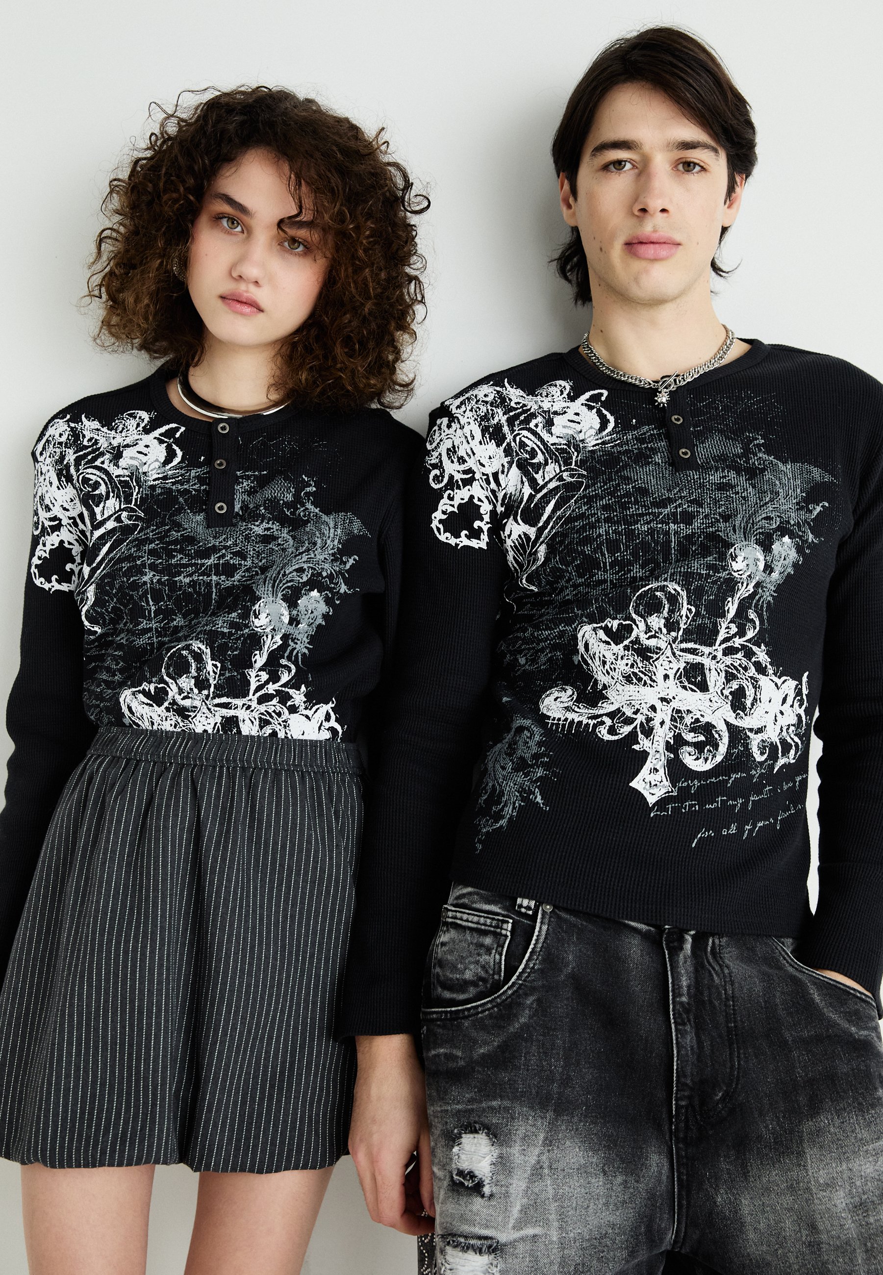 Jaded London ANOINTED WAFFLE HENLEY UNISEX - Long sleeved