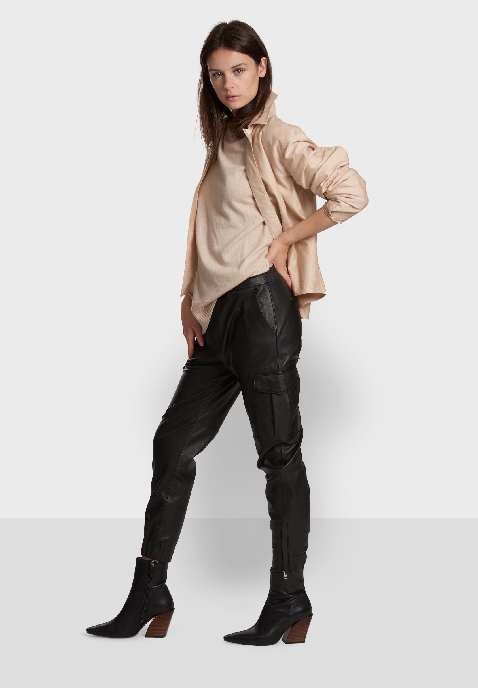 Oakwood CARGO - Leren broek - black/Zwart - Zalando.nl