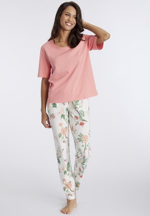 Pyjama set - peach ecru gemustert