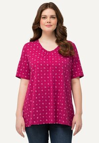 Ulla Popken SHORT SLEEVE - Camiseta estampada - dark mauve