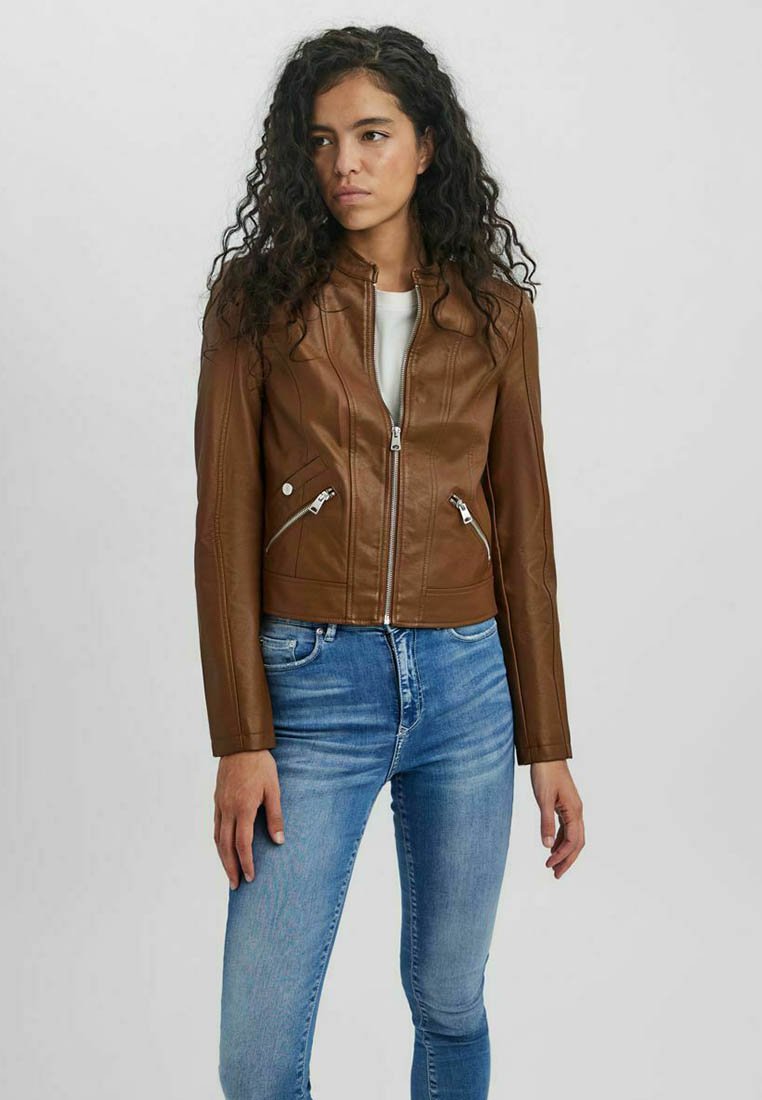 Vero Moda Lederjacke - cognac