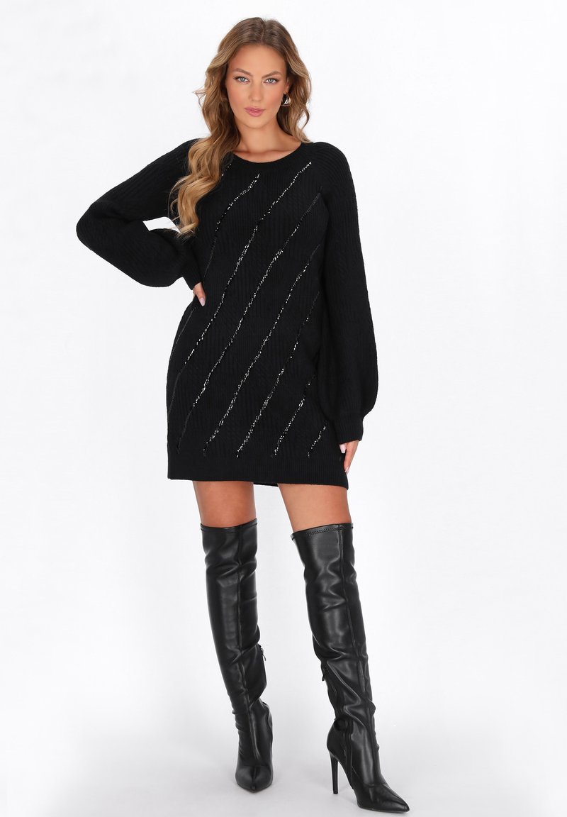 Zalando Schwarzes Strick Kleid Faina Strickkleid Black/schwarz Zalando