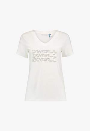 TEES S/SLV TRIPLE STACK V-NECK - Print T-shirt - powder white