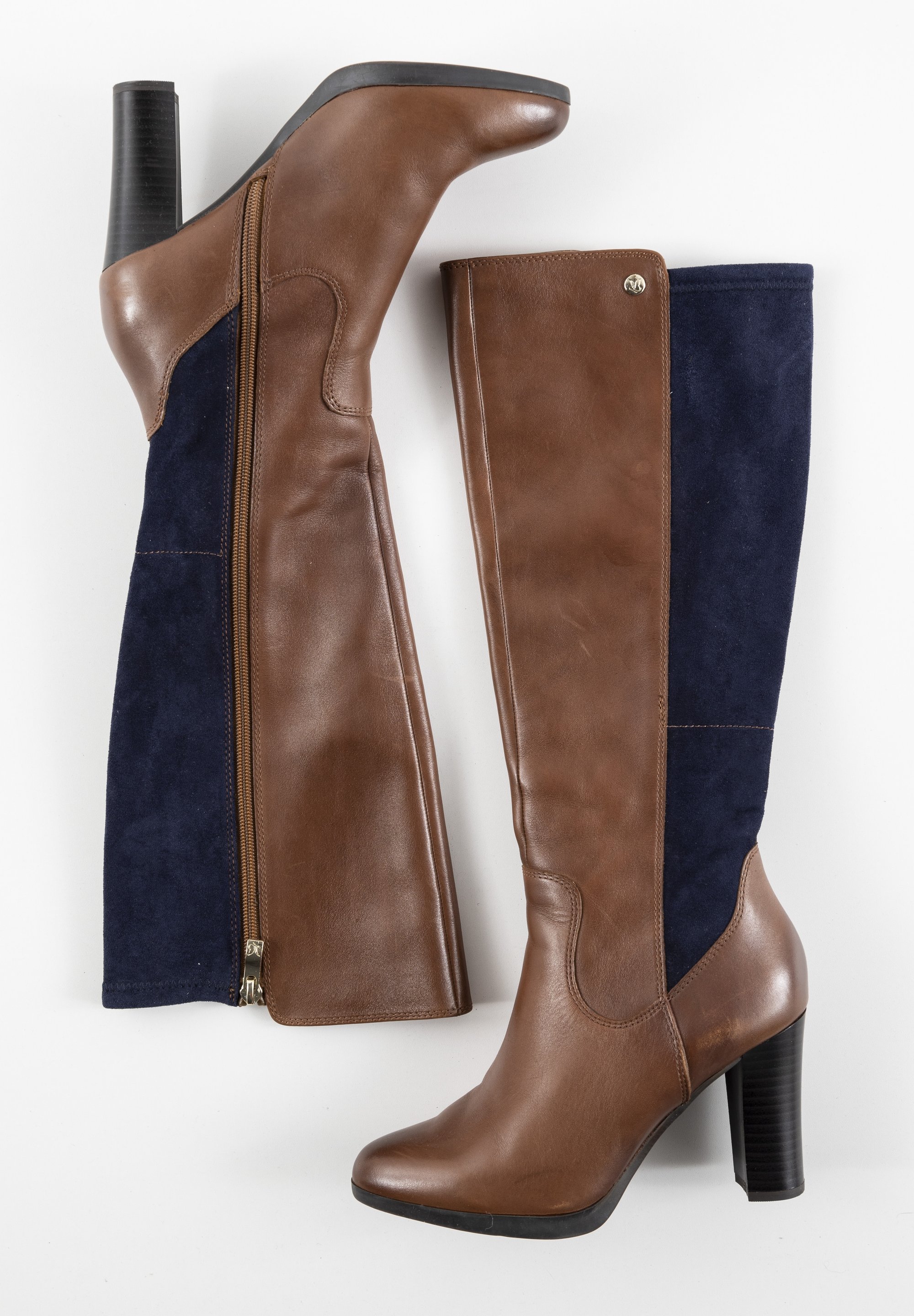 Brown Overknees Stiefel Wildleder Suede Overknee Stiefel Leder