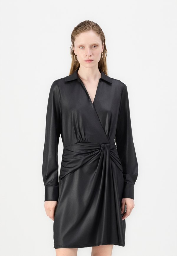 COLLARED V NECK DRAPPED DRESS - Cocktail dress / Party dress