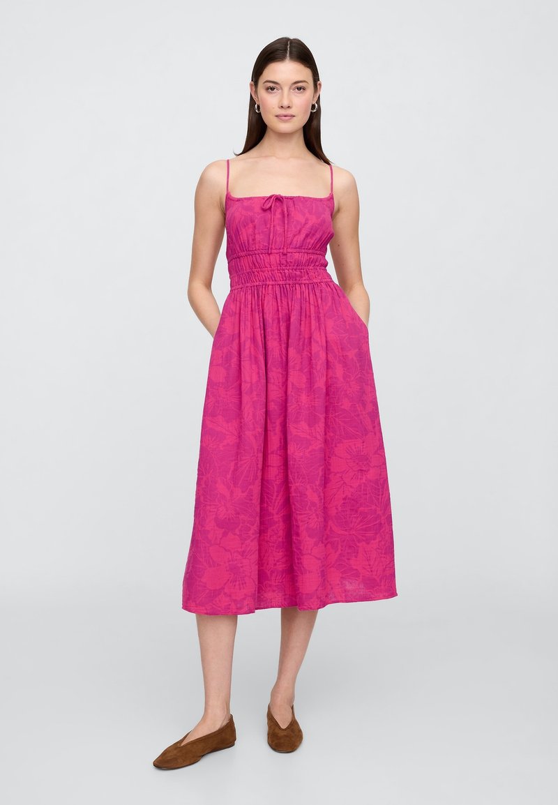 gap pink floral dress Gap Factory Women's Puff Sleeve Midi Dress French Pink Floral Size M