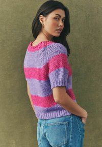Next TALL FIT STRIPED CHUNKY SHORT SLEEVE - Triko s potiskem - pink purple stripe