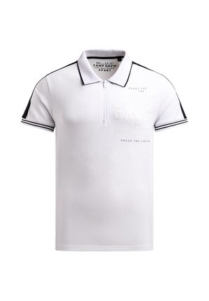 Camp David, CAMP DAVID POLO MIT ZIPPER, LOGO-TAPES UND PRINTS - Polo - white