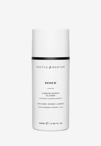 Weiße zylindrische Flasche mit matter Oberfläche, einem schwarzen Akzentband und schwarzem Text. Enthält ein 100 ml aufhellendes, leichtes Gel-Reinigungsmittel.