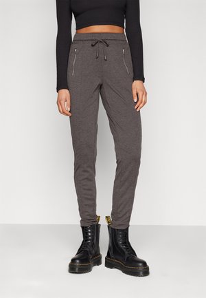 VMMELANIE TAPERED ZIP PANT - Pantalones deportivos - dark grey melange