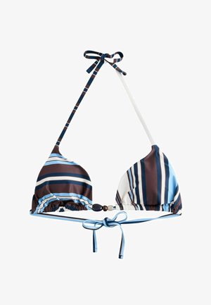 Next, REGULAR FIT - BEADED TRIANGLE BIKINI TOP - Bikiinide ülaosa - blue brown stripe