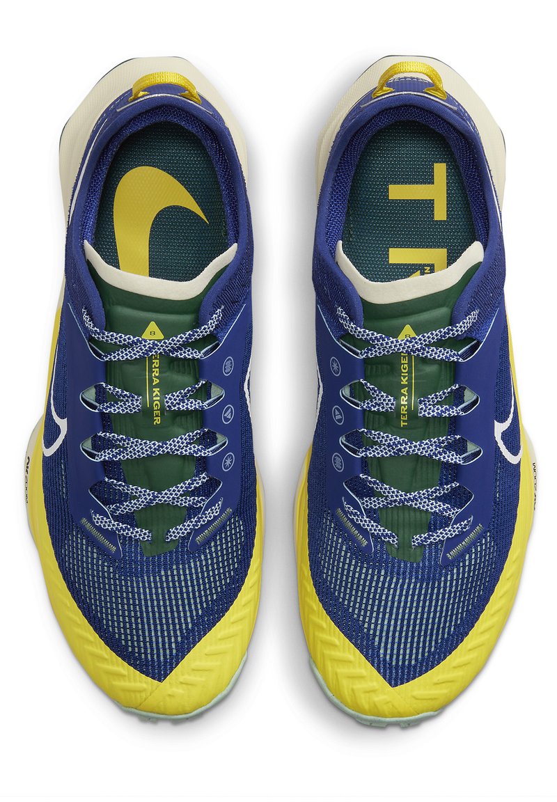 nike navy blue and yellow shoes