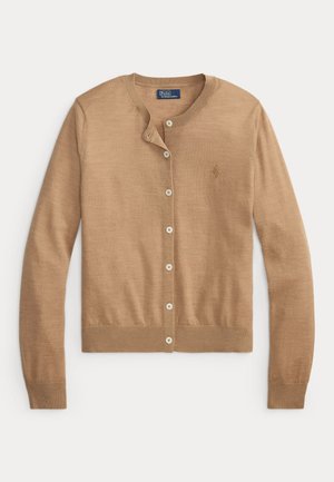Polo Ralph Lauren, MERINO WOOL CREWNECK CARDIGAN - Kardigán - collection camel melange