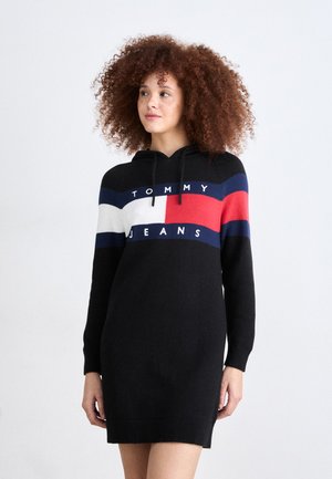 FLAG HOOD DRESS - Jumper dress - black