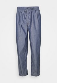 Lichte, marineblauwe loszittende broeken met een elastische tailleband en trekkoord. Soepele textuur met een ontspannen vorm.