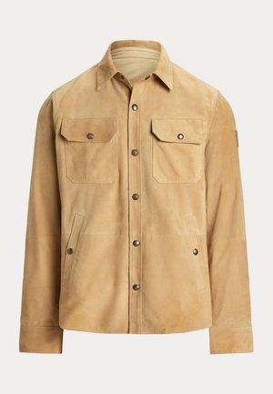 REVERSIBLE SUEDE-TAFFETA SHIRT JACKET - Bőrdzseki - vintage khaki/dune tan