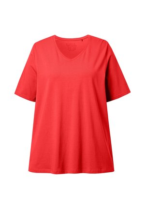 Ulla Popken, T-SHIRT, A-LINIE, V-AUSSCHNITT, HALBARM - T-Shirt basic - coral