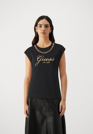 Guess LOGO TEE - Camiseta estampada - jet black